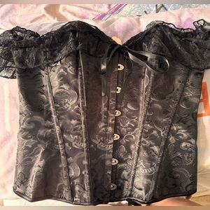 SHEIN Black Bustier Ruffled Top